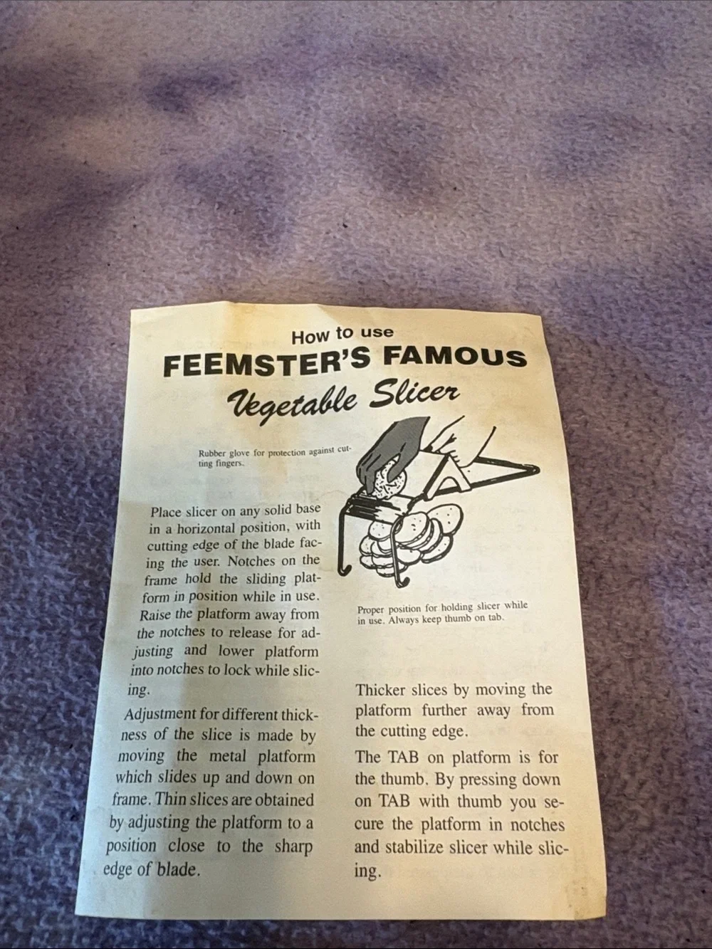 Flemster's Famous Vegetable Slicer - original Packaging and instructions